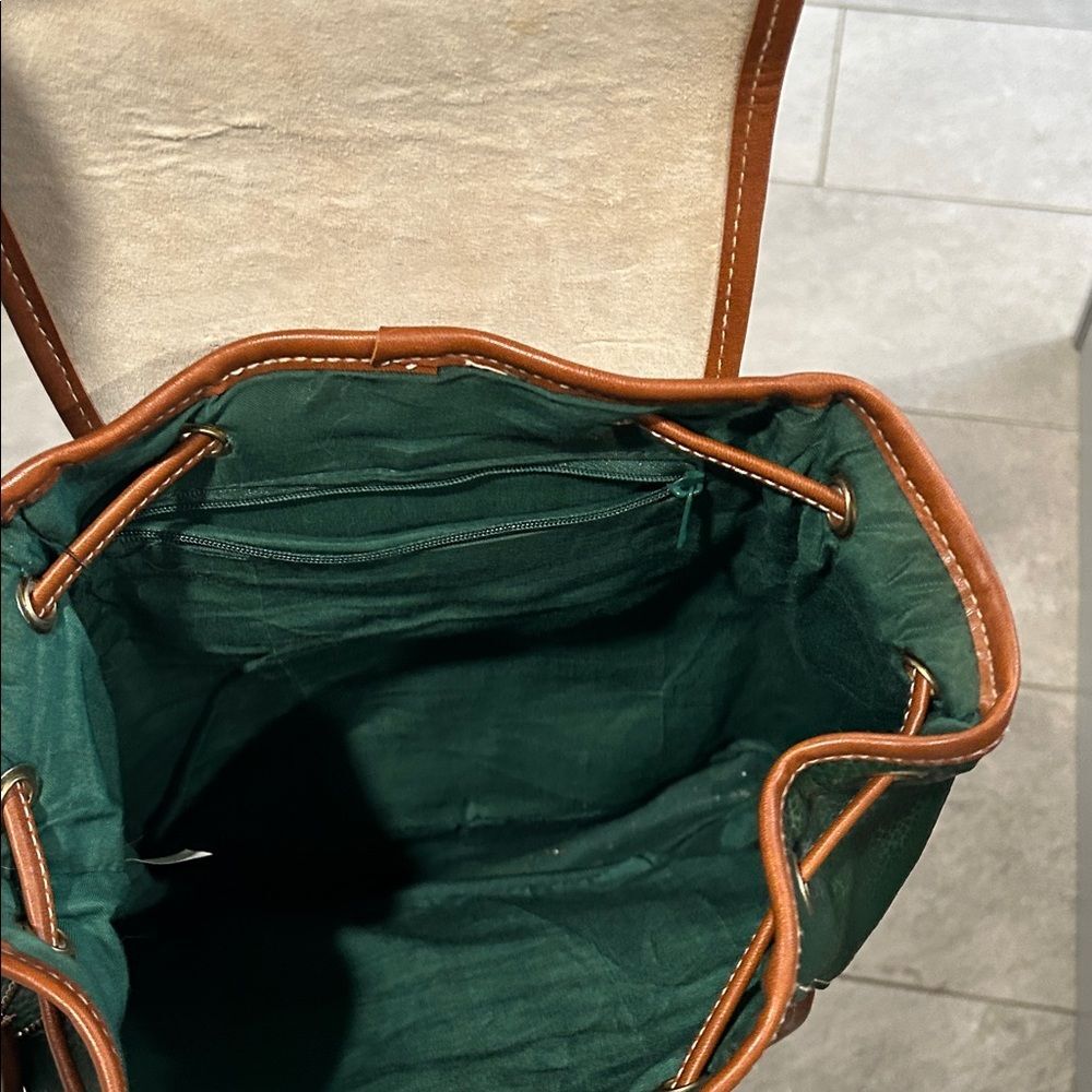 Classic Collection All Weather Leather Vintage Backpack Handbag Green Brown - Picture 6 of 10